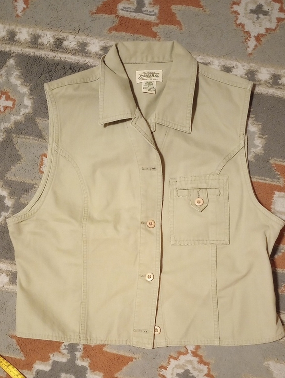 St. John's Bay Sleeveless Button-Front Utility Vest — Beige